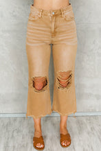 Load image into Gallery viewer, Distressed Hollow-out High Waist Cropped Flare Jeans
