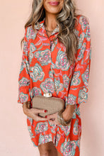 Load image into Gallery viewer, Floral Print Lapel Collar Loose Shirt Mini Dress
