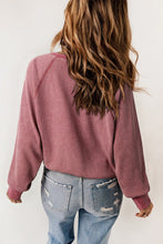 Load image into Gallery viewer, Waffle Knit Raglan Sleeve Henley Sweatshirt
