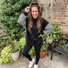 Load image into Gallery viewer, Plaid Sleeve Colorblock Loose Tunic Sweatshirt

