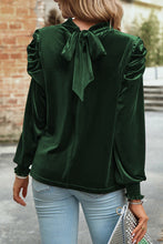 Load image into Gallery viewer, Mock Neck Puff Sleeve Velvet Blouse
