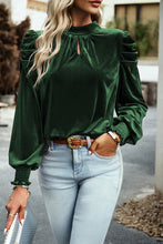 Load image into Gallery viewer, Mock Neck Puff Sleeve Velvet Blouse
