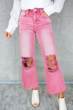 Load image into Gallery viewer, Distressed Hollow-out High Waist Cropped Flare Jeans
