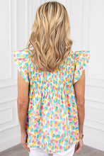 Load image into Gallery viewer, Shirred Yoke Ruffled Abstract Printed Blouse
