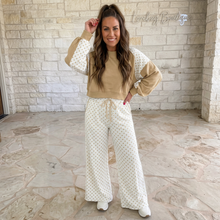 Load image into Gallery viewer, Polka Dot Patchwork Colorblock Long Sleeve Casual Two Piece Pants Set
