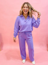 Load image into Gallery viewer, Solid Color Collared Pullover and Central Seam Pants Set
