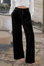 Load image into Gallery viewer, Velvet Drawstring Waist Wide Leg Pants
