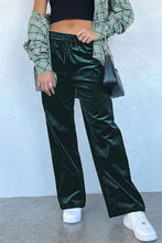 Load image into Gallery viewer, Velvet Drawstring Waist Wide Leg Pants
