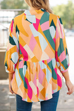 Load image into Gallery viewer, Geometric Print Bracelet Sleeve Henley Blouse
