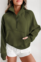 Load image into Gallery viewer, Zip Up Stand Collar Ribbed Thumbhole Sleeve Sweatshirt
