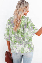 Load image into Gallery viewer, Paisley Print Wide Sleeve Loose Blouse
