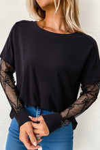 Load image into Gallery viewer, Bow Textured Patchwork Long Sleeve Tee
