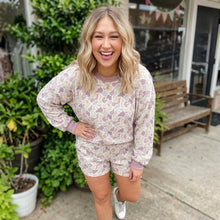 Load image into Gallery viewer, Camo Waffle Knit Long Sleeve Top Casual Shorts Set

