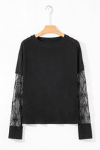 Load image into Gallery viewer, Bow Textured Patchwork Long Sleeve Tee
