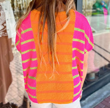 Load image into Gallery viewer, Bright Striped Short Sleeve Knit Top
