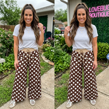 Load image into Gallery viewer, Polka Dot Drawstring Pocket Wide Leg Pants
