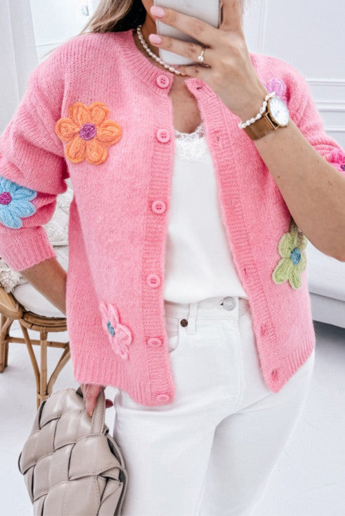 Floral Pattern Button Up Cardigan