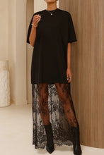 Load image into Gallery viewer, Lace Patchwork Short Sleeve T Shirt Loose Maxi Dress
