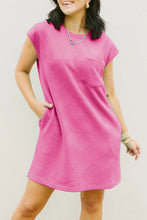 Load image into Gallery viewer, Textured Cap Sleeve T Shirt Dress
