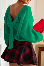 Load image into Gallery viewer, INSTOCK Large Green Bow Backless Bubble Sleeve Sweater
