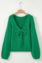 Load image into Gallery viewer, INSTOCK Large Green Bow Backless Bubble Sleeve Sweater
