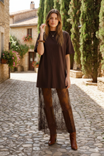 Load image into Gallery viewer, Lace Patchwork Short Sleeve T Shirt Loose Maxi Dress
