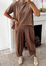 Load image into Gallery viewer, Leopard Loose Tee Drawstring Waist Barrel Pants Set
