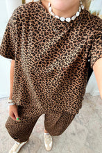Load image into Gallery viewer, Leopard Loose Tee Drawstring Waist Barrel Pants Set
