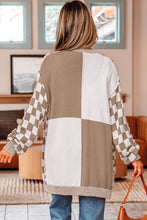 Load image into Gallery viewer, Checkered Open Front Drop Shoulder Cardigan
