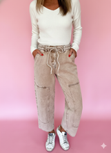 Load image into Gallery viewer, Acid Wash Barrel Fit Denim Pants with Waist String
