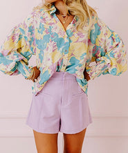 Load image into Gallery viewer, Floral Print Shirred Cuff Oversized Shirt
