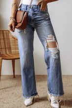 Load image into Gallery viewer, Ashleigh Blue Distressed Raw Hem Straight Leg High Waist Jeans
