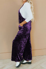 Load image into Gallery viewer, Purple Vintage Thin Straps Side Pockets Velvet Overall
