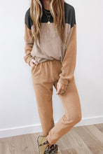 Load image into Gallery viewer, Corded 2pcs Colorblock Pullover and Pants Outfit
