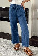 Load image into Gallery viewer, Mineral Wash Drawstring Waist Loose Straight Denim Pants
