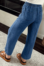 Load image into Gallery viewer, Mineral Wash Drawstring Waist Loose Straight Denim Pants
