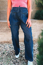 Load image into Gallery viewer, Checkered Side Panel Patchwork Drawstring Loose Denim Pants
