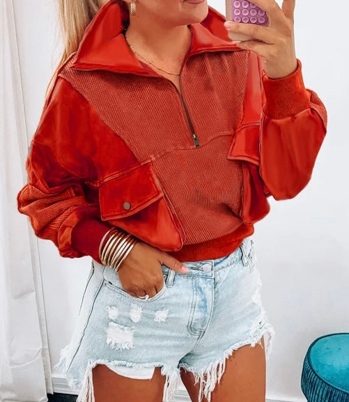Red Dahlia Mineral Wash Zip up Sweatshirt