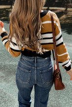 Load image into Gallery viewer, Contrast Striped V Neck Textured Knit Sweater
