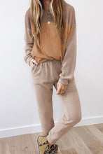 Load image into Gallery viewer, Corded 2pcs Colorblock Pullover and Pants Outfit
