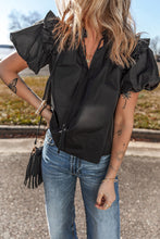 Load image into Gallery viewer, Ruffled Puff Short Sleeve Loose Blouse
