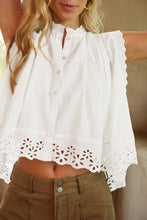 Load image into Gallery viewer, White Eyelet Sleeveless Buttoned Shirt
