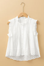 Load image into Gallery viewer, White Eyelet Sleeveless Buttoned Shirt
