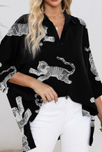 Load image into Gallery viewer, Tiger Print 3/4 Sleeve Oversized Shirt
