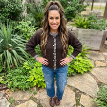 Load image into Gallery viewer, Plaid Ruffle Trim Patchwork Button Sweater Cardigan
