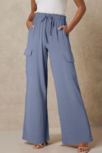 Load image into Gallery viewer, Drawstring Frilled Waist Wide Leg Utility Trousers
