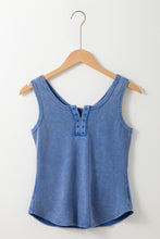 Load image into Gallery viewer, Blue Mineral Wash Ribbed Notch Neck Tank Top
