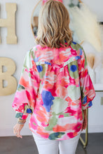 Load image into Gallery viewer, Abstract Printed Lantern Sleeve Frilled Button Front Collared Shirt
