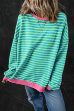 Load image into Gallery viewer, Stripe Oversized Contrast Trim Pullover Sweatshirt
