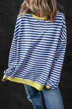 Load image into Gallery viewer, Stripe Oversized Contrast Trim Pullover Sweatshirt
